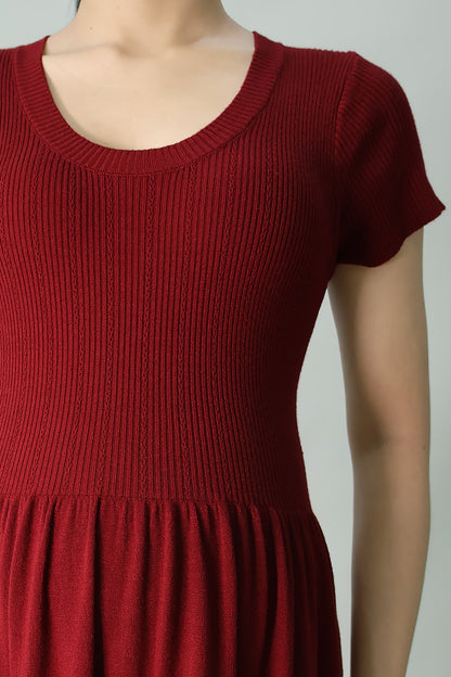 Gathered Knit Long Dress