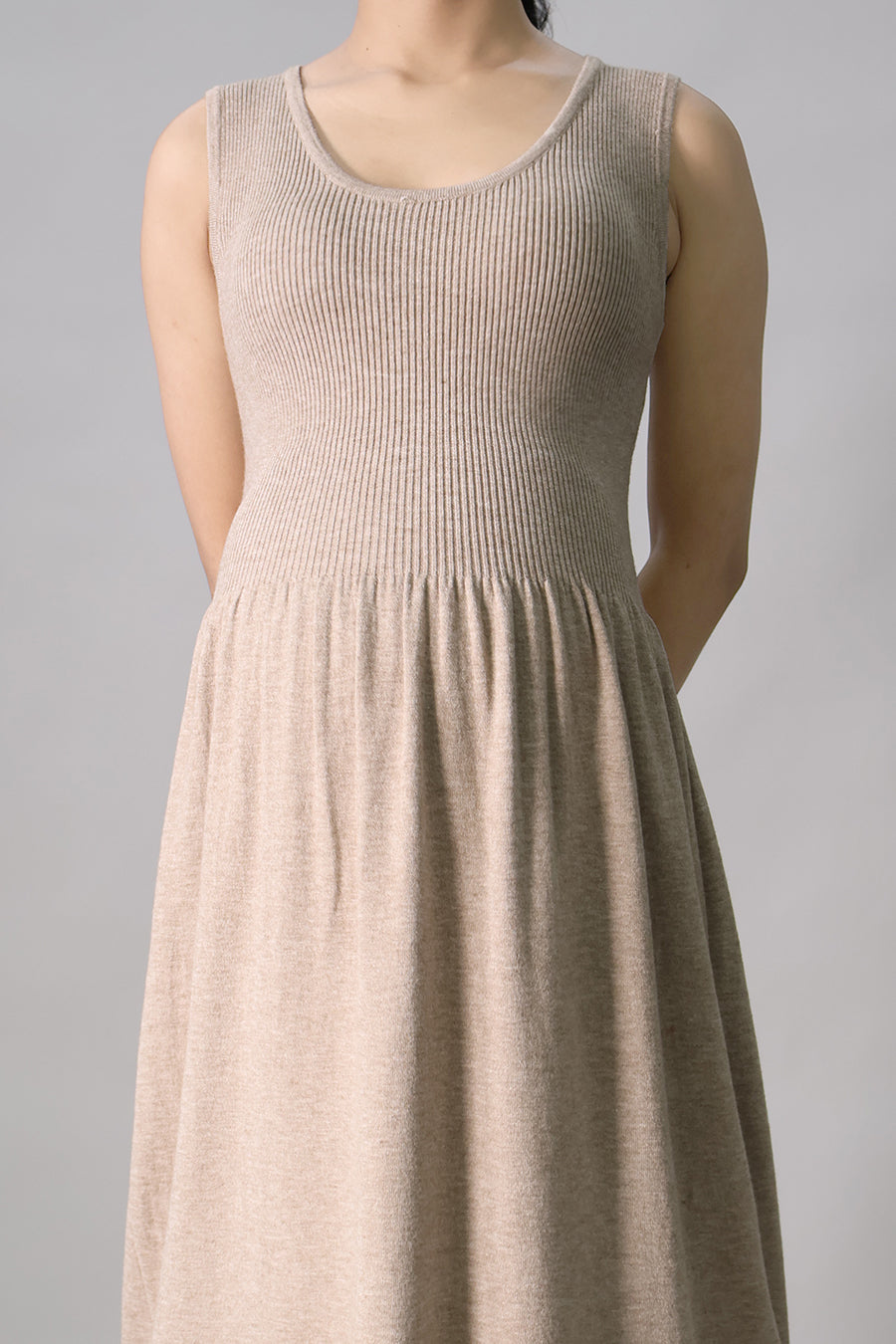 Sleeveless Gathered Long Dress