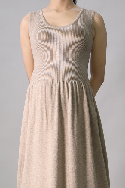 Sleeveless Gathered Long Dress