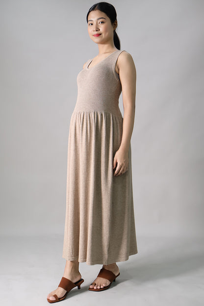Sleeveless Gathered Long Dress