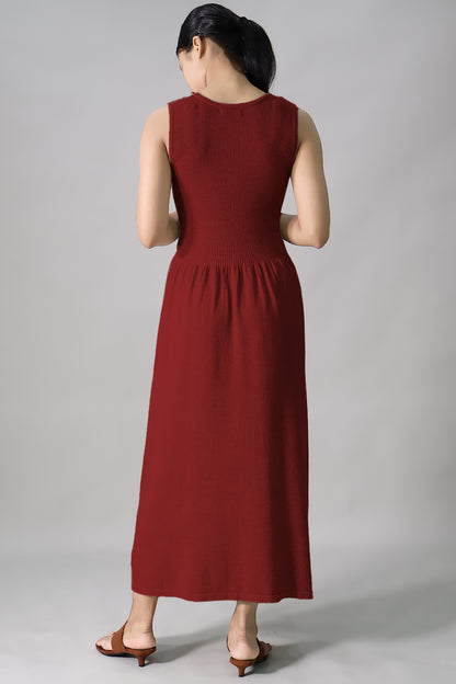 Sleeveless Gathered Long Dress