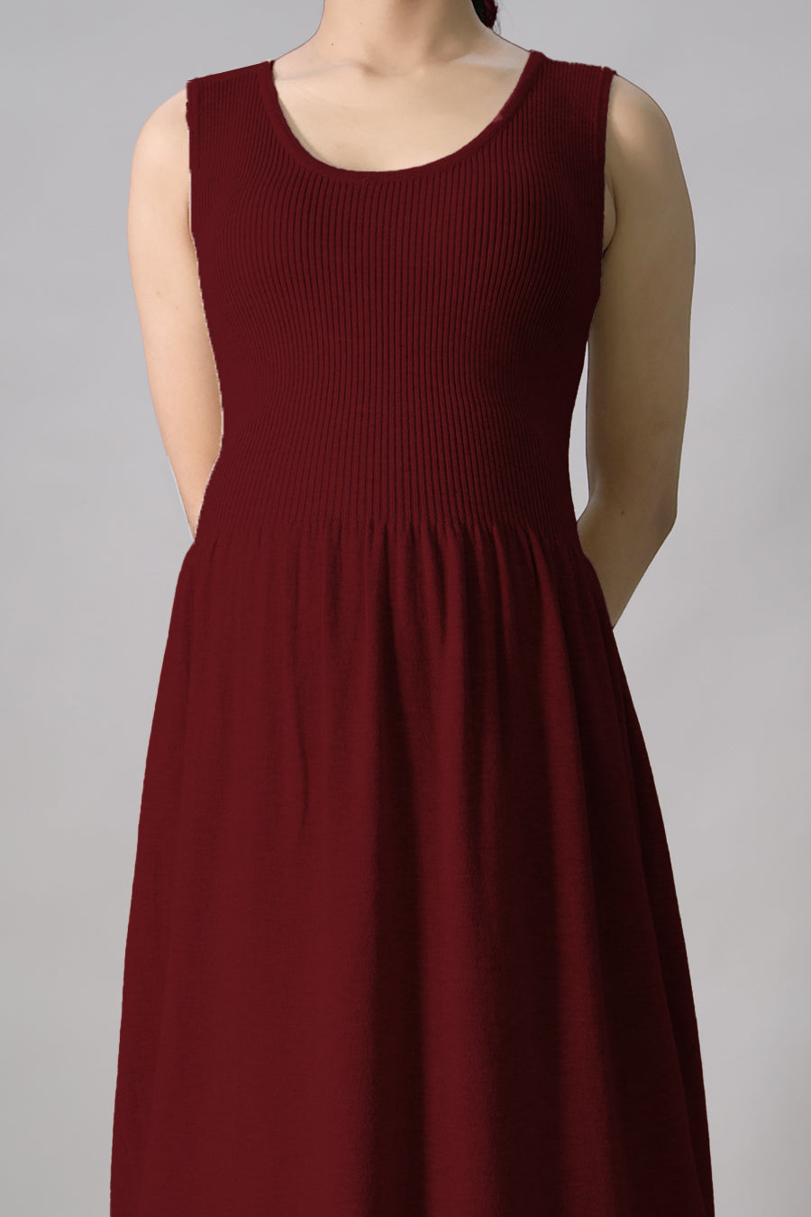 Sleeveless Gathered Long Dress