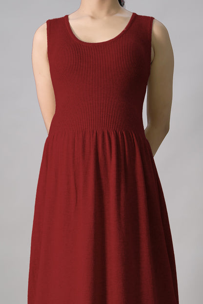 Sleeveless Gathered Long Dress