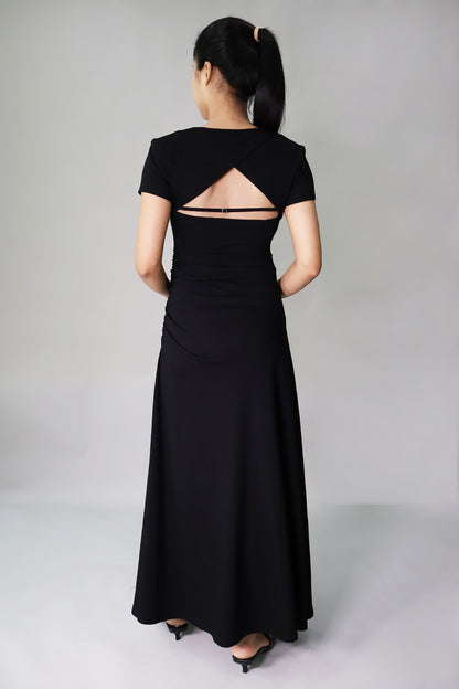 Side Ruched Jersey Long Dress