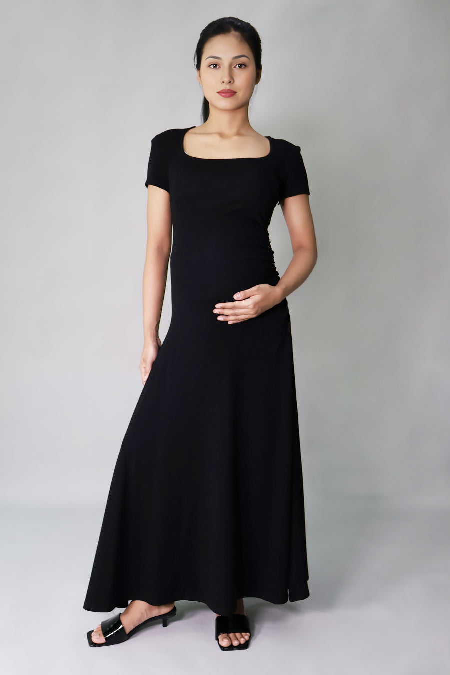 Side Ruched Jersey Long Dress