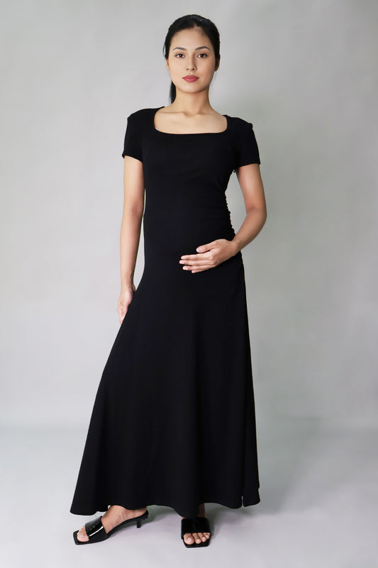 Side Ruched Jersey Long Dress