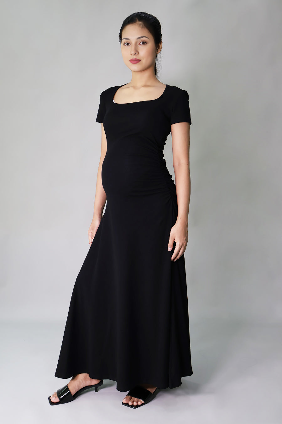Side Ruched Jersey Long Dress