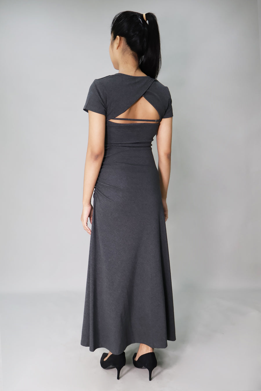 Side Ruched Jersey Long Dress