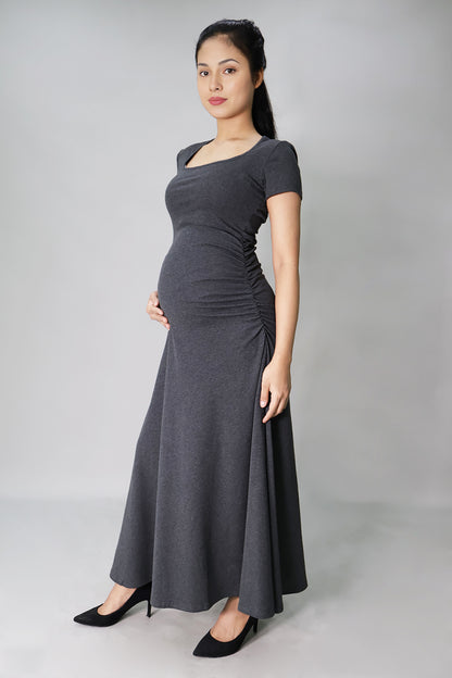 Side Ruched Jersey Long Dress