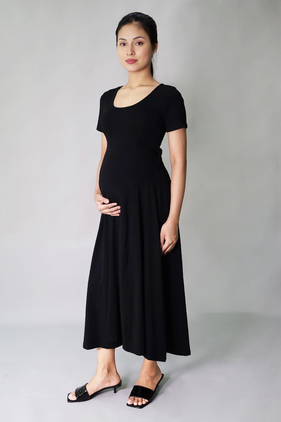 Scoop Neck Jersey Long Dress