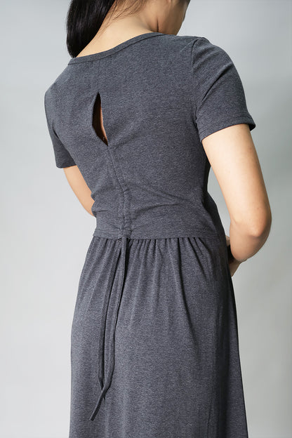 Scoop Neck Jersey Long Dress