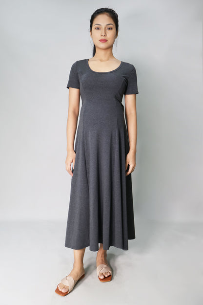 Scoop Neck Jersey Long Dress