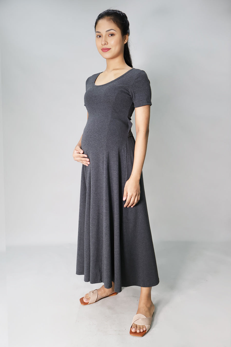 Scoop Neck Jersey Long Dress