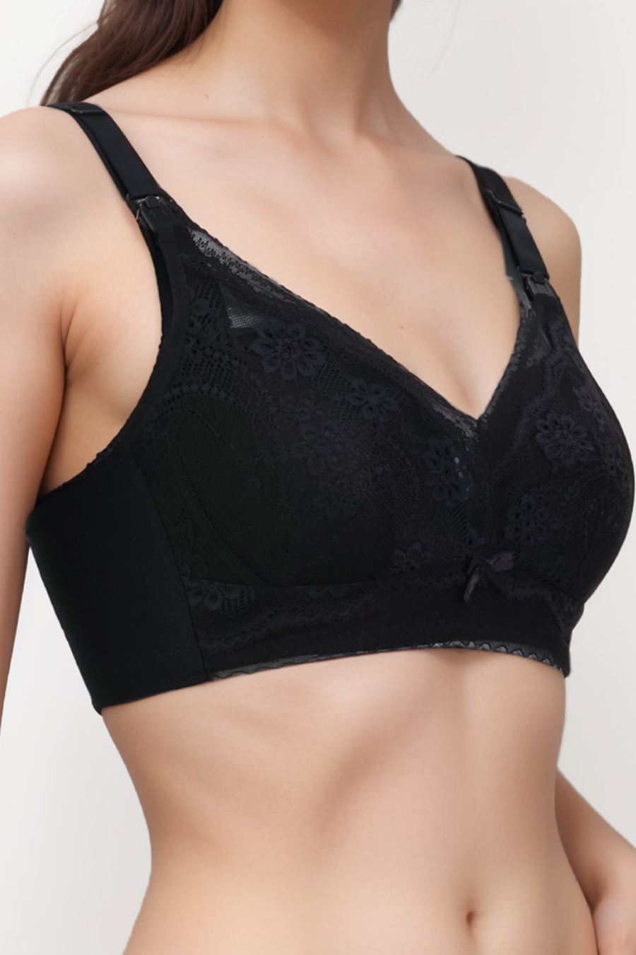 Lace Strap Clips Nursing Bra