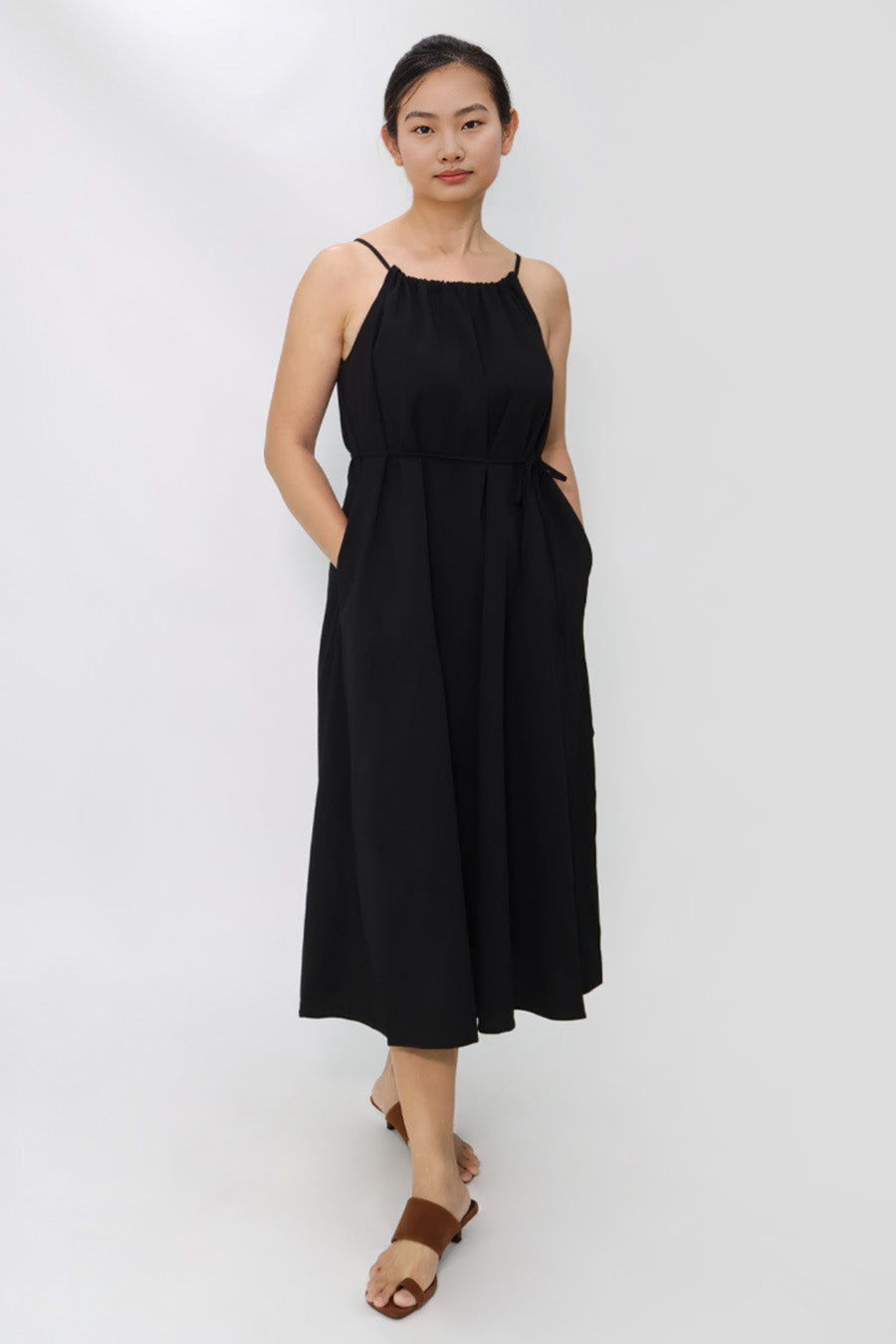 Black Halter Midi Dress