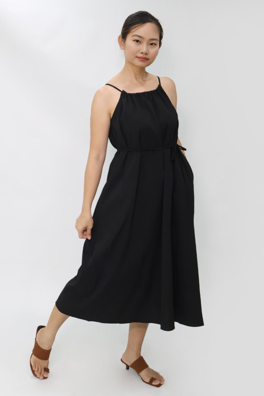 Black Halter Midi Dress