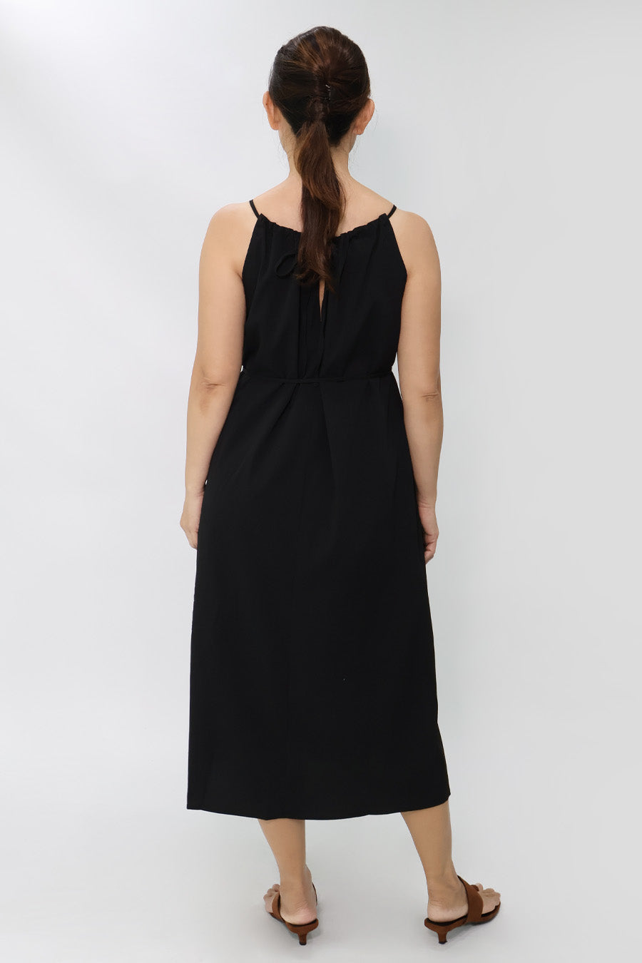 Black Halter Midi Dress