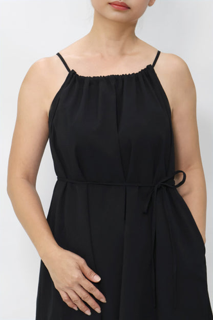 Black Halter Midi Dress