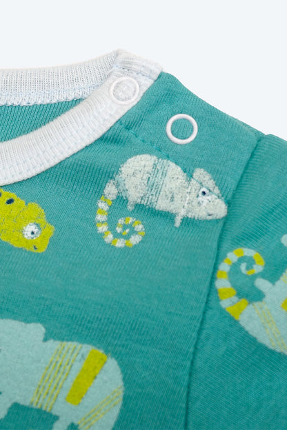 Newborn Baby Iguana Print Romper