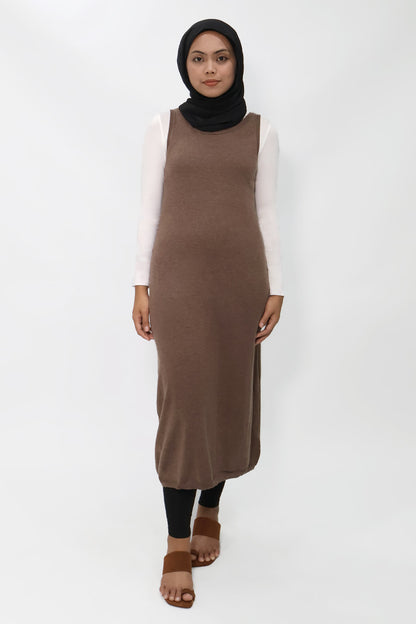 Brown Midi Tank Knit Dress