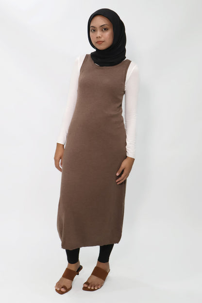 Brown Midi Tank Knit Dress