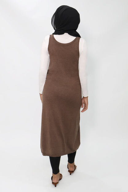 Brown Midi Tank Knit Dress