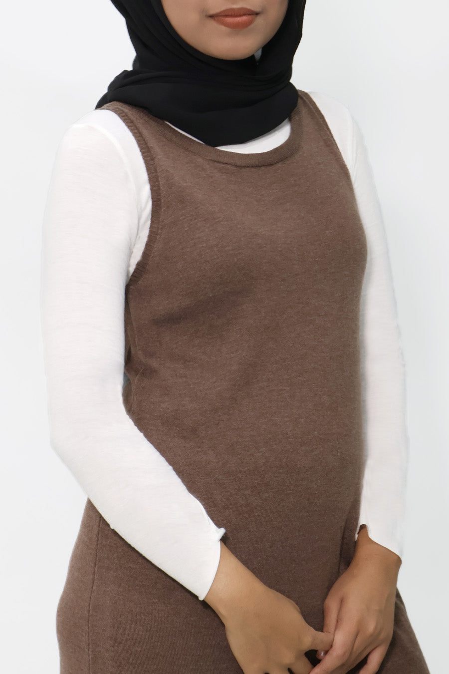 Brown Midi Tank Knit Dress