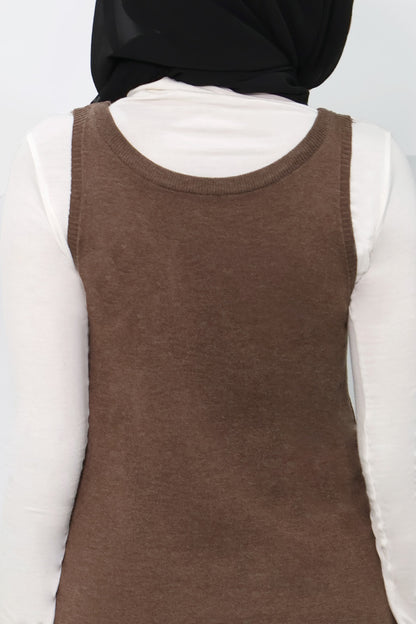 Brown Midi Tank Knit Dress