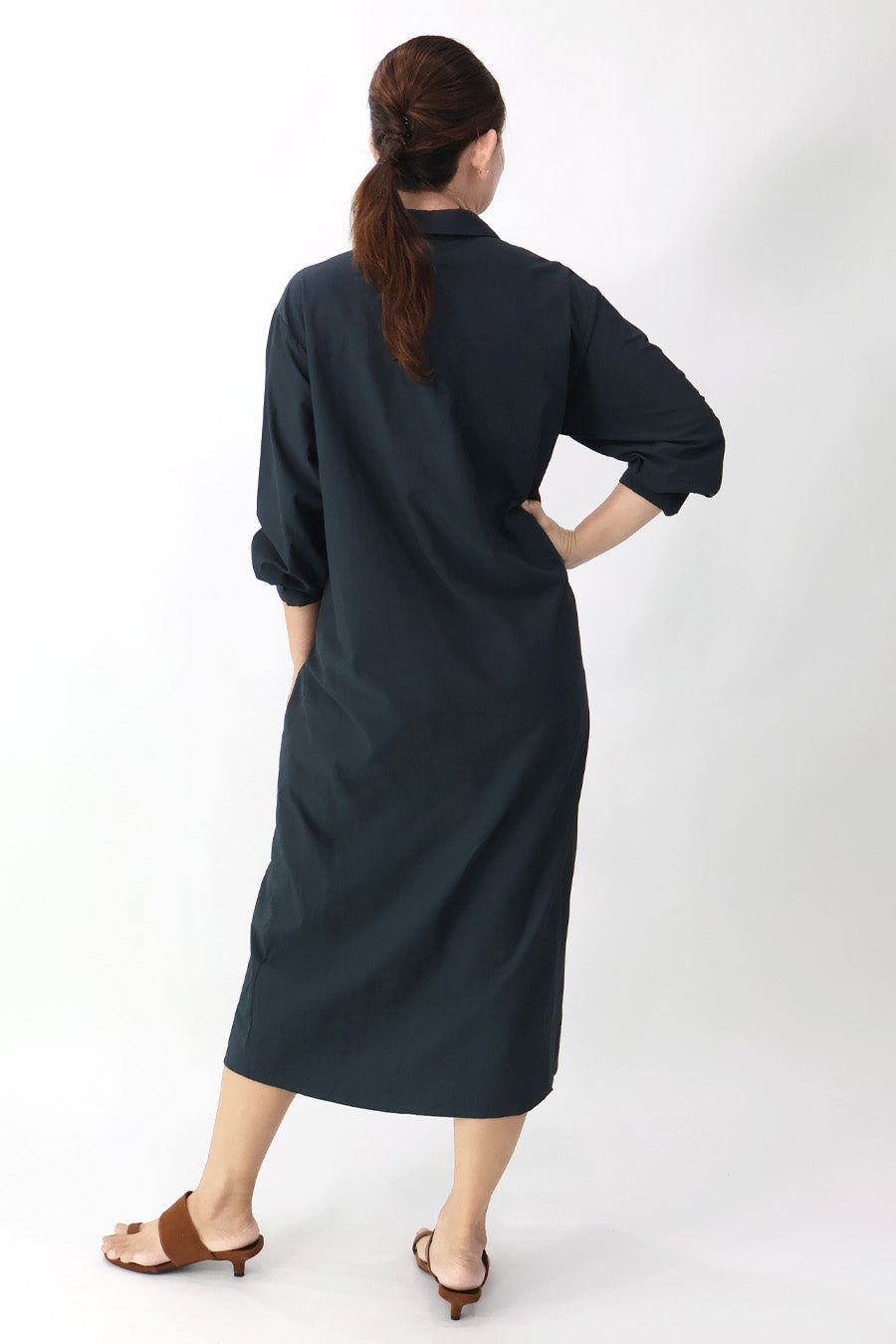 Charcoal L/S Wrap Shirt Dress