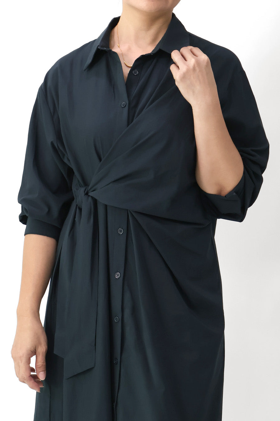 Charcoal L/S Wrap Shirt Dress