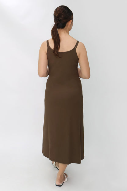 Brown Twisted Details Dress