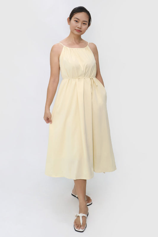 Beige Halter Midi Dress